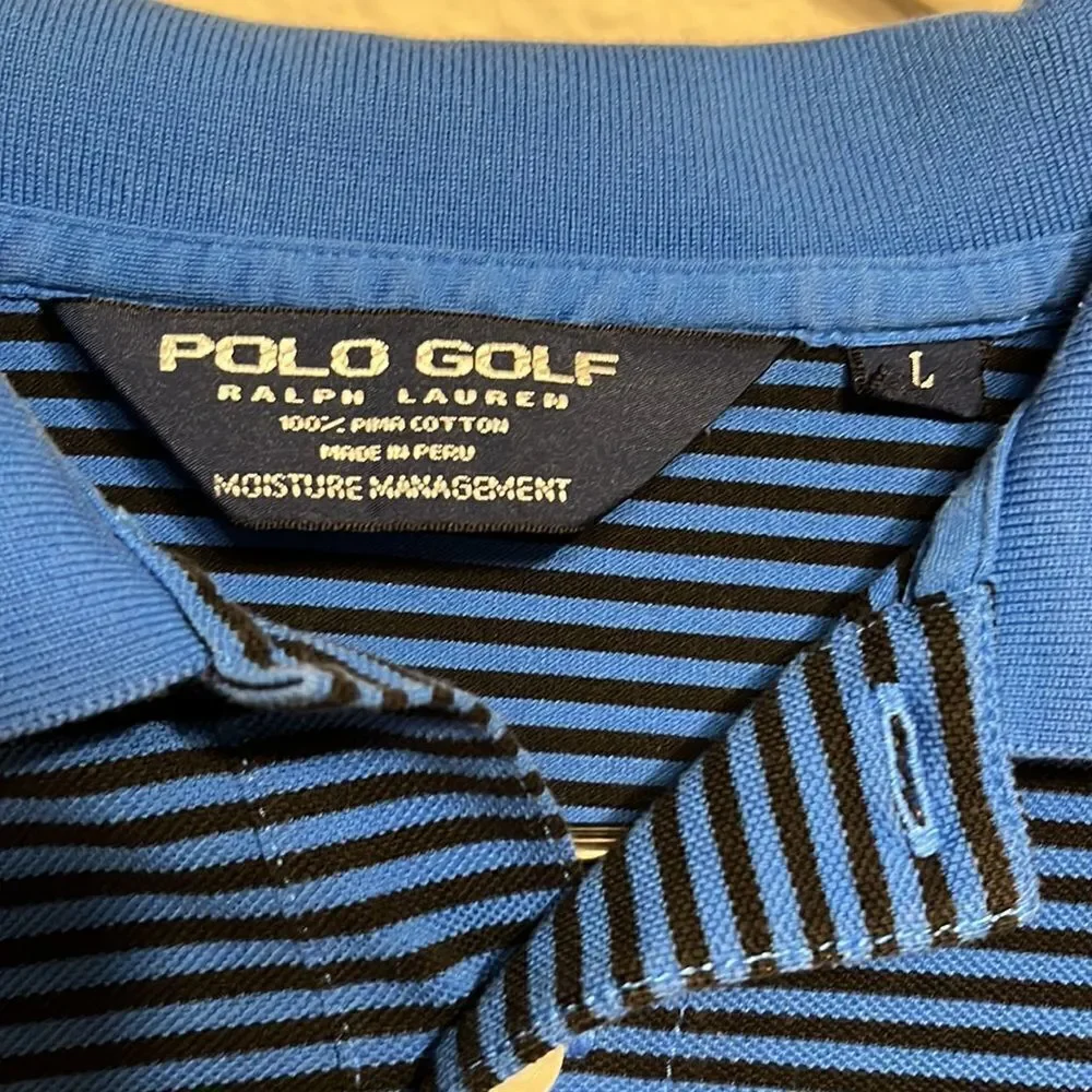 Polo Ralph Lauren POLO ⛳️ GOLF Polo, Blue with Navy Blue Stripes Size L